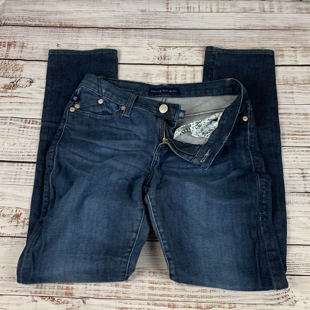 Rock and republic Berlin straight leg blue jeans size 8 - Picture 4 of 15